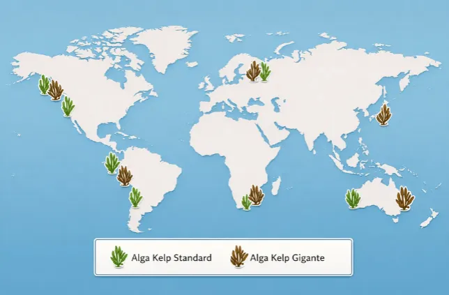 Mappa della distribuzione globale delle foreste di Kelp Mappa della distribuzione globale delle foreste di Kelp